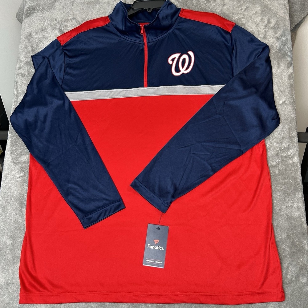 Washington Nationals 1/4-Zip Red Sweater Fanatics Quarter-Zip Pullover Men's 2XL